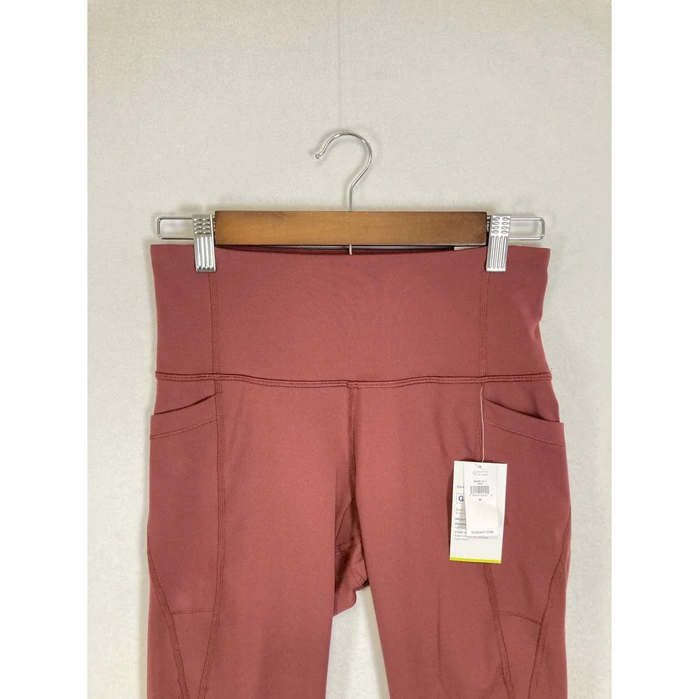 Athletic Old Navy Girls M Terracotta Rose Elevate High Rise Go-Dry Crop Leggings